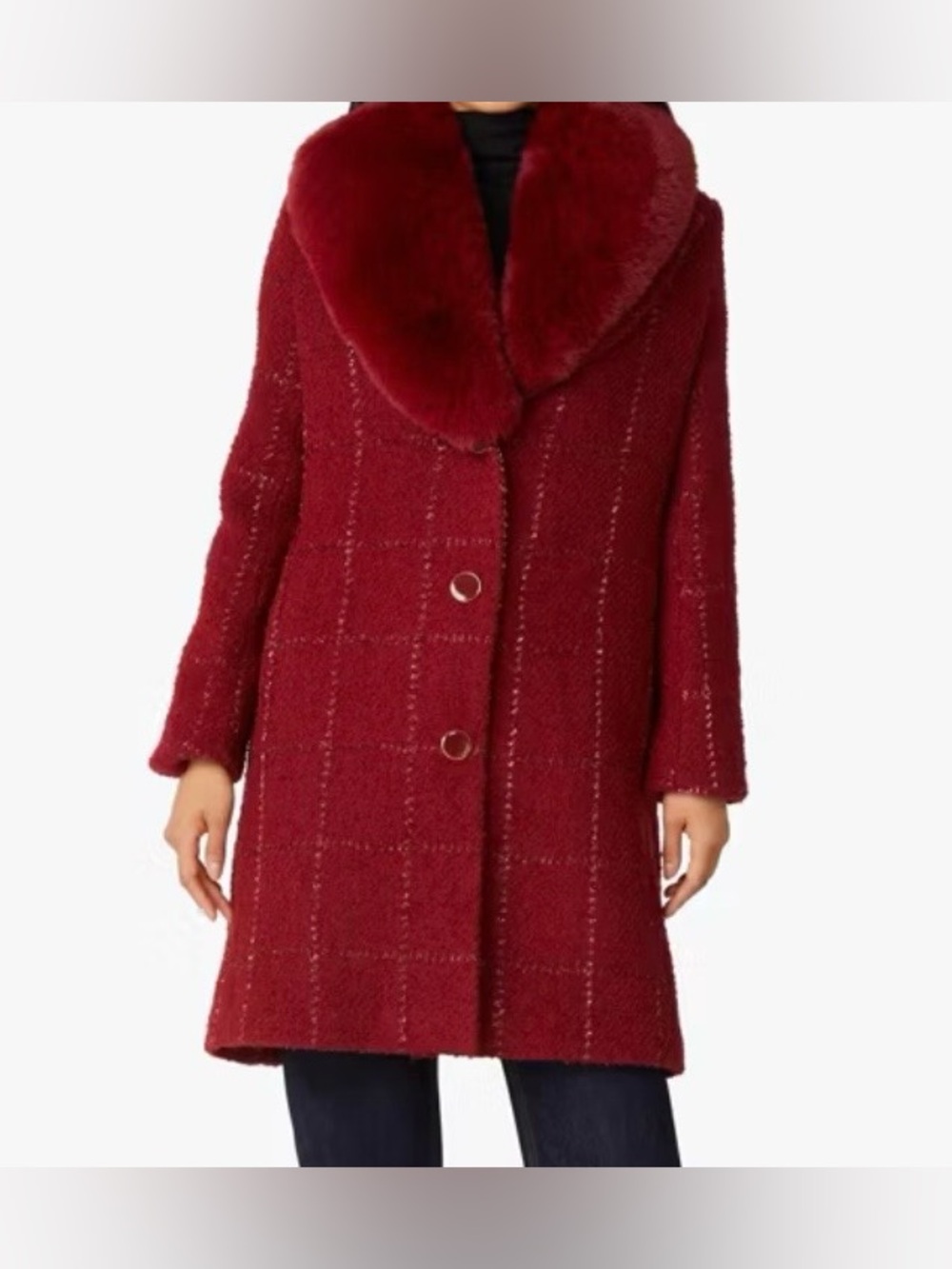 Kate Spade Lurex Plaid Wool Coat